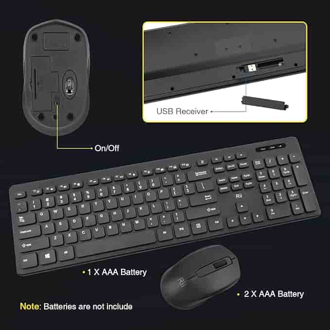 Imagen 1 de Combo de teclado y mouse inalámbricos Rii