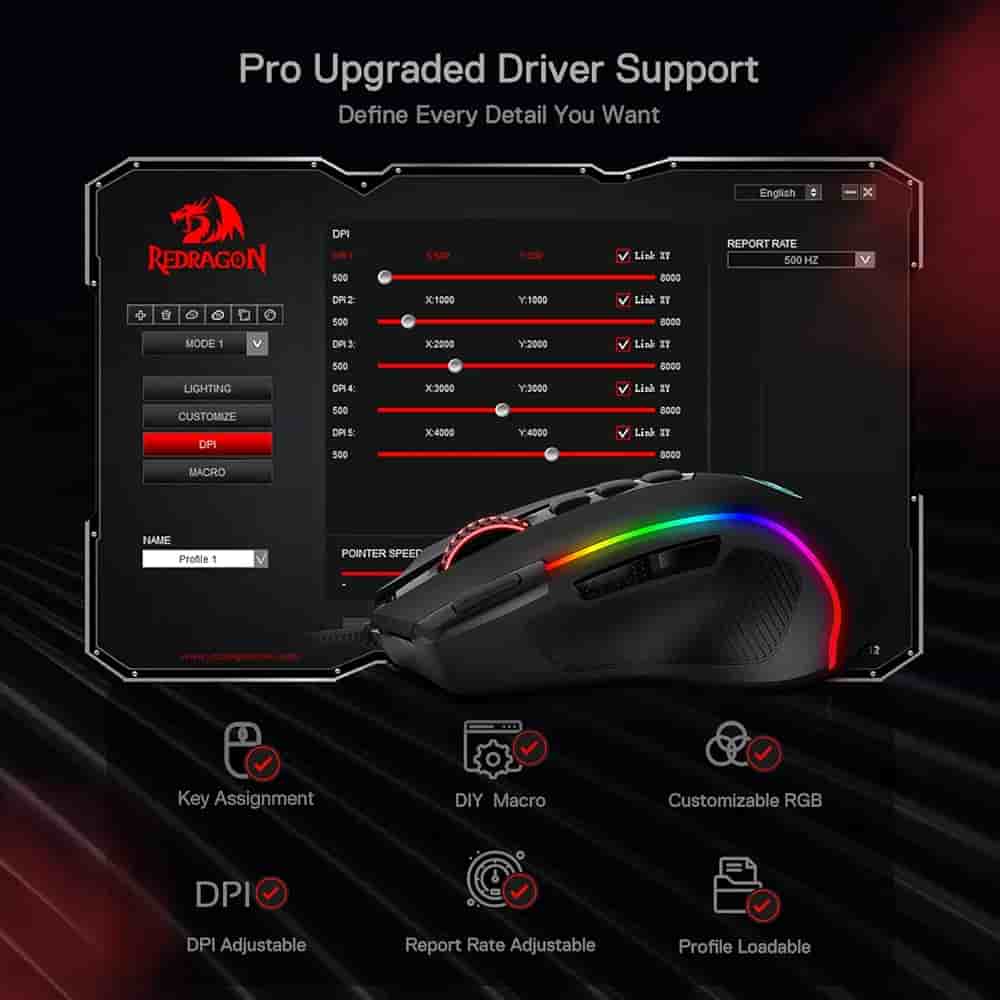 Imagen 2 de Mouse Redragon M612 Predator RGB