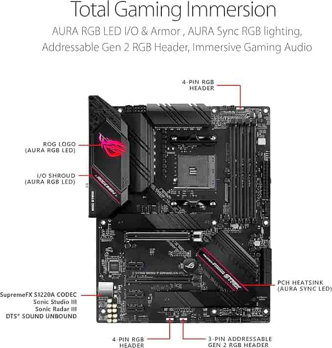 Imagen 1 de ASUS ROG STRIX B550-F Gaming WiFi II – Tarjeta Madre ATX AM4 con PCIe 4.0, WiFi 6E y Aura Sync RGB