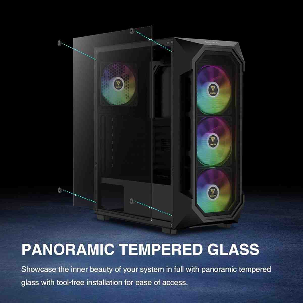 Imagen 4 de Gabinete Gamer ATX Mid Tower con Cristal Templado y 4 Ventiladores ARGB