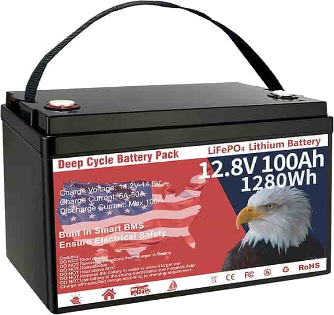 Imagen 1 de Batería LiFePO4 de 12V 100Ah VEMDIA – 1280 Wh, Más de 8000 Ciclos, BMS Integrado 