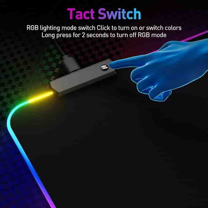 Imagen 3 de Alfombrilla de Mouse Gamer RGB XL – Tapete Extendido con 14 Modos de Iluminación LED
