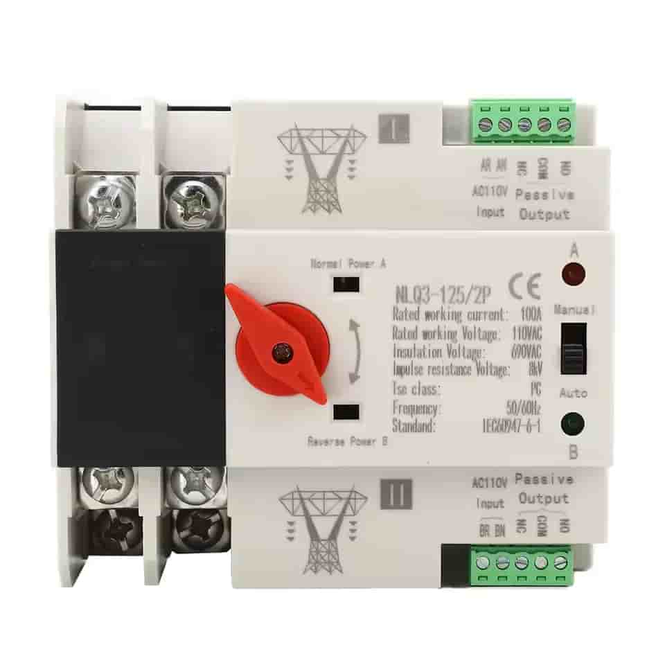 Imagen 1 de Interruptor de Transferencia Automática ATS 100A 110V AC 2P – Doble Fuente de Energía