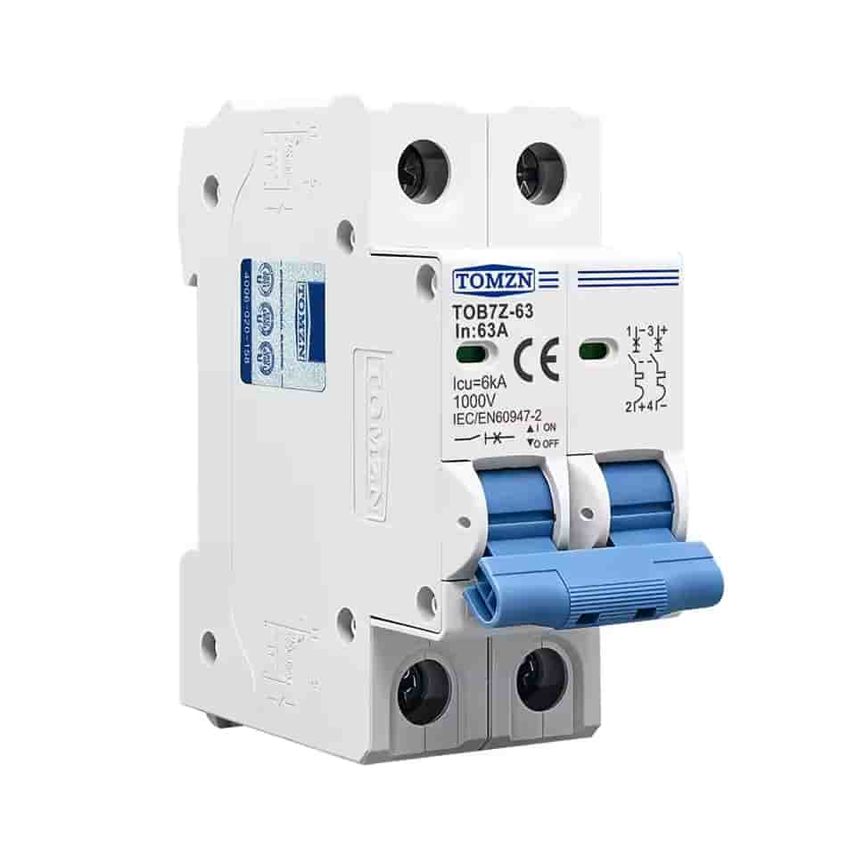 Imagen 1 de Breaker DC TOMZN 2P hasta 1000V para Sistemas Solares Fotovoltaicos