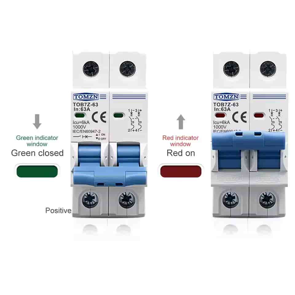 Imagen 2 de Breaker DC TOMZN 2P hasta 1000V para Sistemas Solares Fotovoltaicos