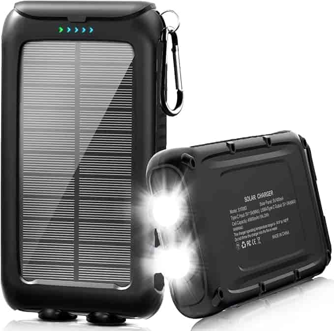 Imagen 1 de Power Bank - Cargador de teléfono solar portátil con linterna. - Negro
