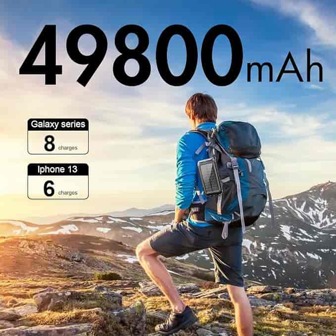 Imagen 2 de Power Bank - Cargador de teléfono solar portátil con linterna de 49800 mAh.