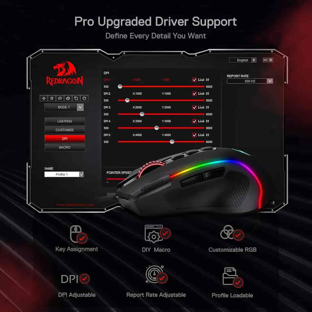 Imagen 2 de Mouse Redragon M612 Predator RGB