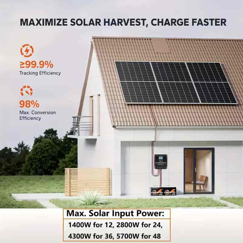 Imagen 4 de Controlador de Carga Solar MPPT 100A con Pantalla LCD