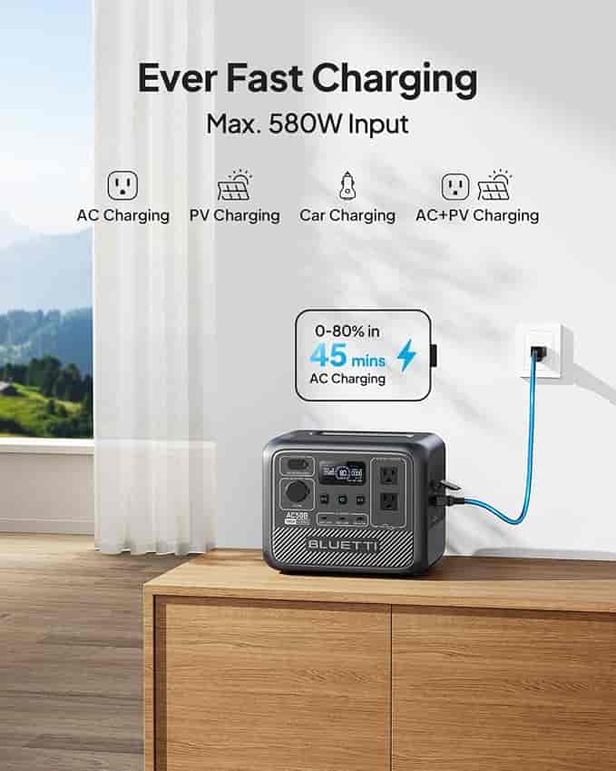 Imagen 4 de BLUETTI Estación de energía portátil AC50B, generador solar de 448 Wh.