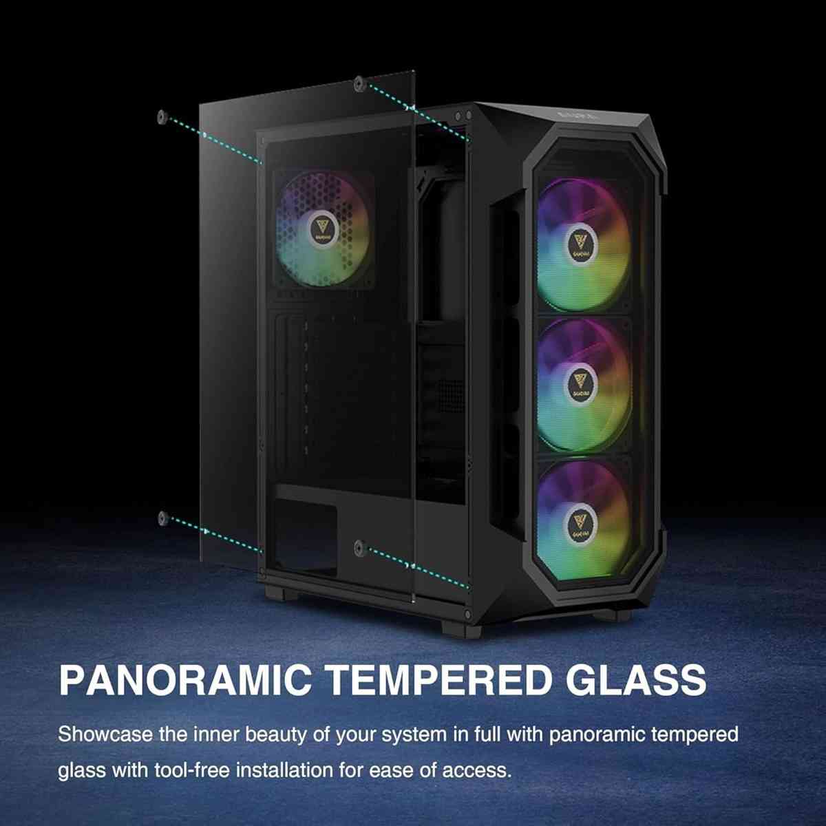 Imagen 4 de Gabinete Gamer ATX Mid Tower con Cristal Templado y 4 Ventiladores ARGB