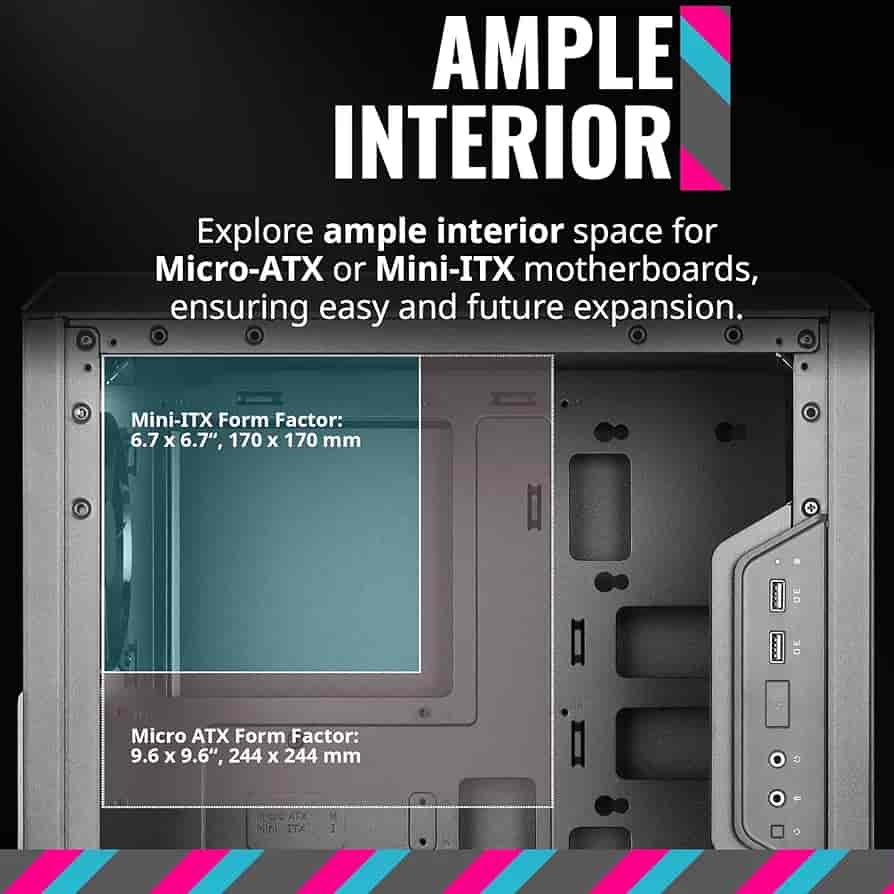 Imagen 3 de Cooler Master Minitorre Gaming | Chasis Micro-ATX y Mini-ITX con Panel Transparente 