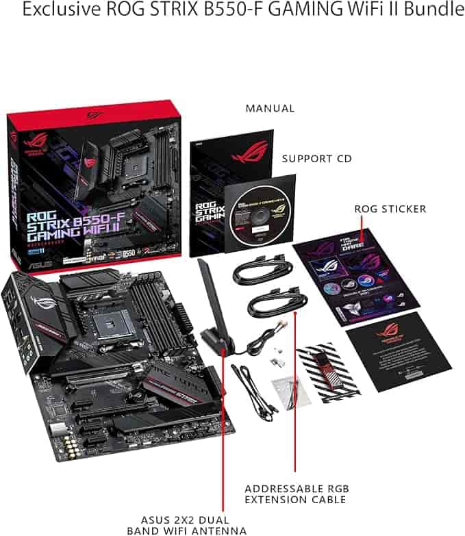 Imagen 4 de ASUS ROG STRIX B550-F Gaming WiFi II – Tarjeta Madre ATX AM4 con PCIe 4.0, WiFi 6E y Aura Sync RGB