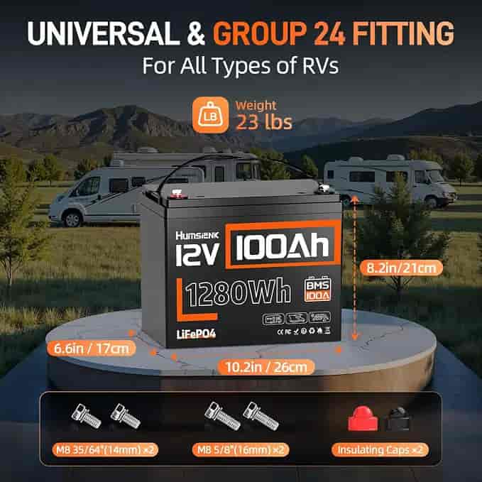 Imagen 4 de Batería Humsienk LiFePO4 12V 100Ah con BMS, 15,000 Ciclos y Protección de Baja Temperatura