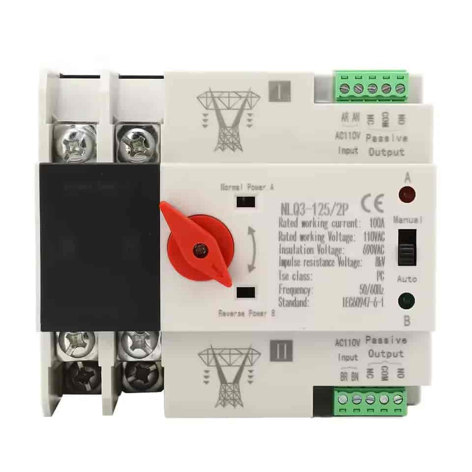 Imagen 1 de Interruptor de Transferencia Automática ATS 100A 110V AC 2P – Doble Fuente de Energía
