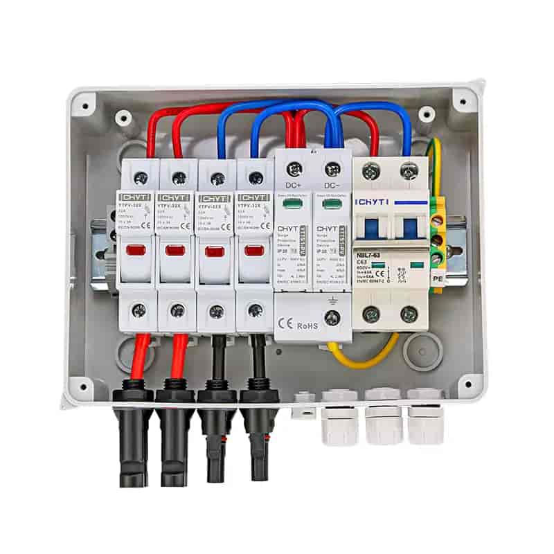 Imagen 3 de Caja Combinadora Solar Fotovoltaica 600V DC, 2 Entradas 1 Salida con Protección contra Rayos