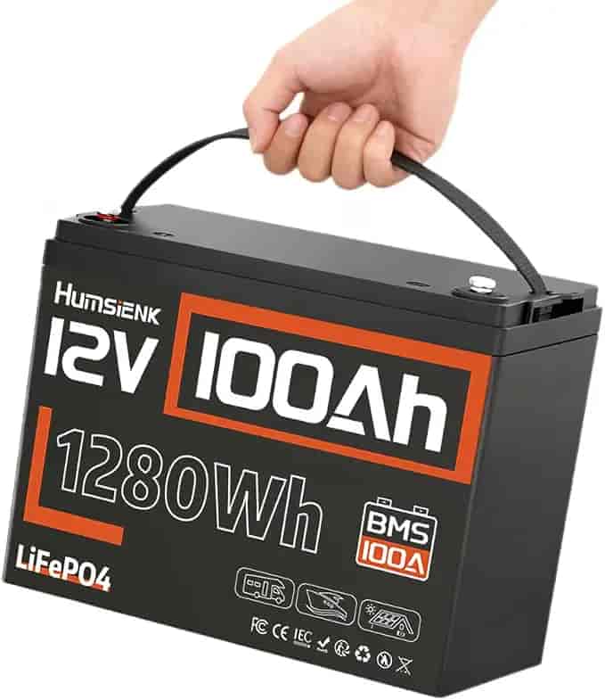 Imagen 1 de Batería Humsienk LiFePO4 12V 100Ah con BMS, 15,000 Ciclos y Protección de Baja Temperatura
