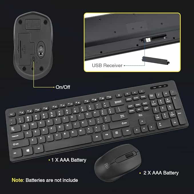 Imagen 1 de Combo de teclado y mouse inalámbricos Rii