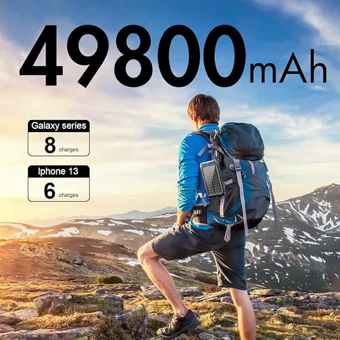 Imagen 2 de Power Bank - Cargador de teléfono solar portátil con linterna de 49800 mAh.