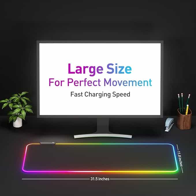 Imagen 2 de Alfombrilla de Mouse Gamer RGB XL – Tapete Extendido con 14 Modos de Iluminación LED