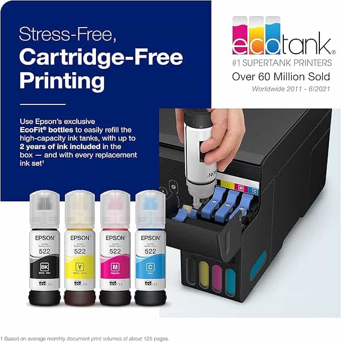Imagen 3 de Epson EcoTank ET-2800 – Impresora Supertank inalámbrica a color, Todo-en-Uno