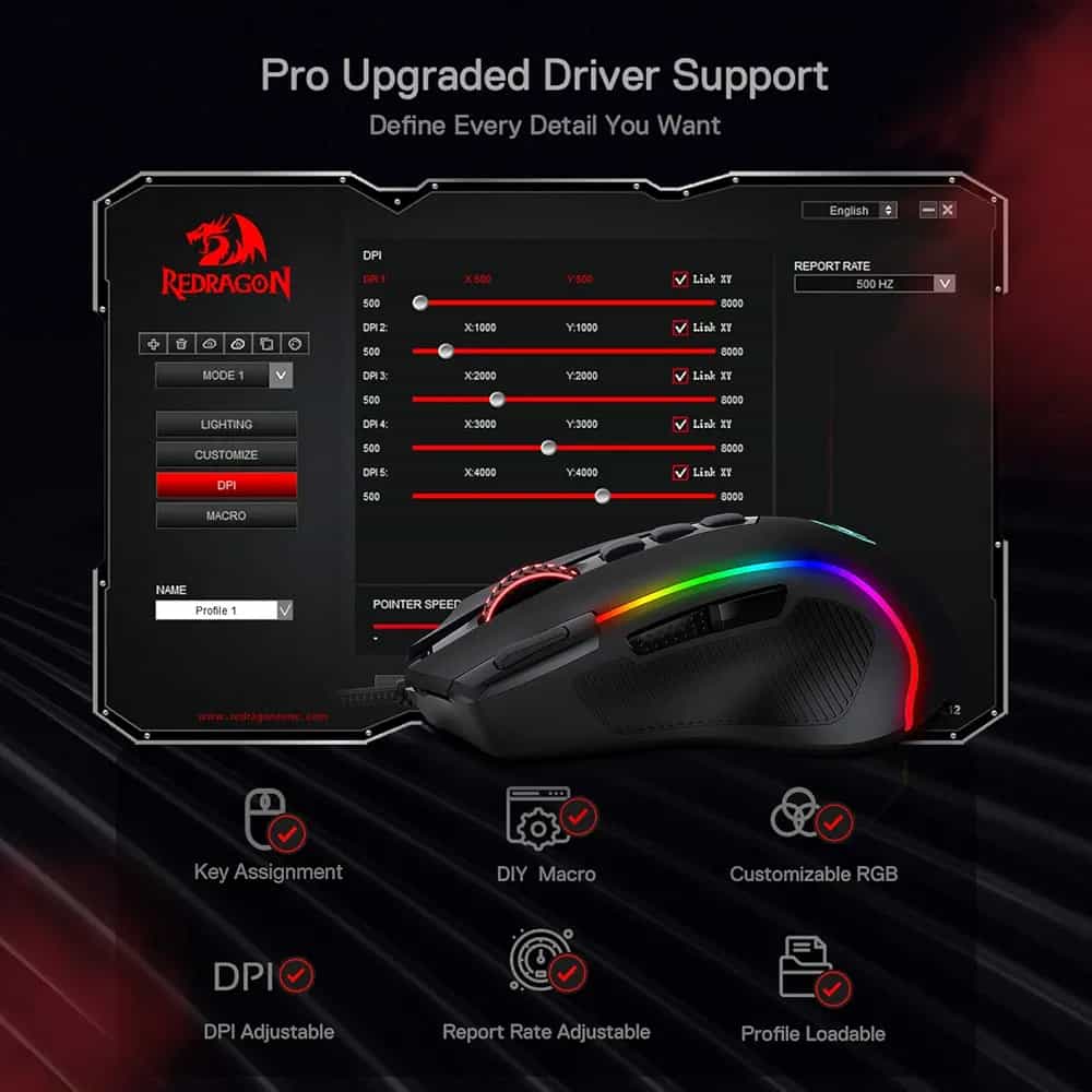 Imagen 2 de Mouse Redragon M612 Predator RGB