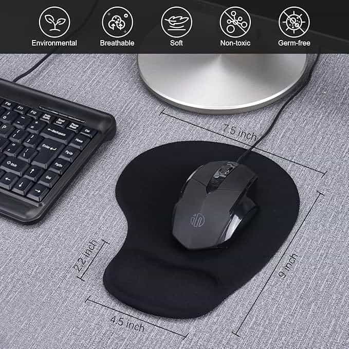 Imagen 1 de Alfombrilla de Mouse Ergonómica con Reposamuñecas de Gel - JIKIOU