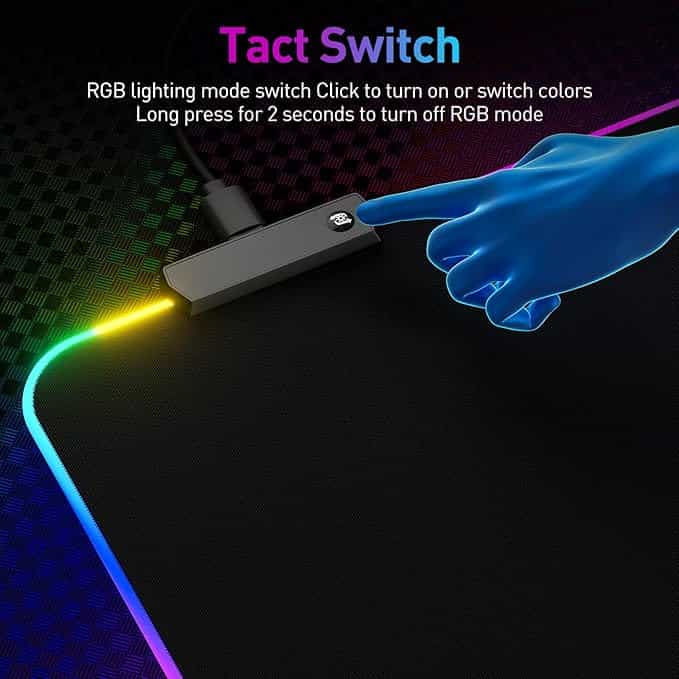 Imagen 3 de Alfombrilla de Mouse Gamer RGB XL – Tapete Extendido con 14 Modos de Iluminación LED