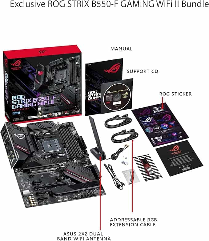 Imagen 4 de ASUS ROG STRIX B550-F Gaming WiFi II – Tarjeta Madre ATX AM4 con PCIe 4.0, WiFi 6E y Aura Sync RGB