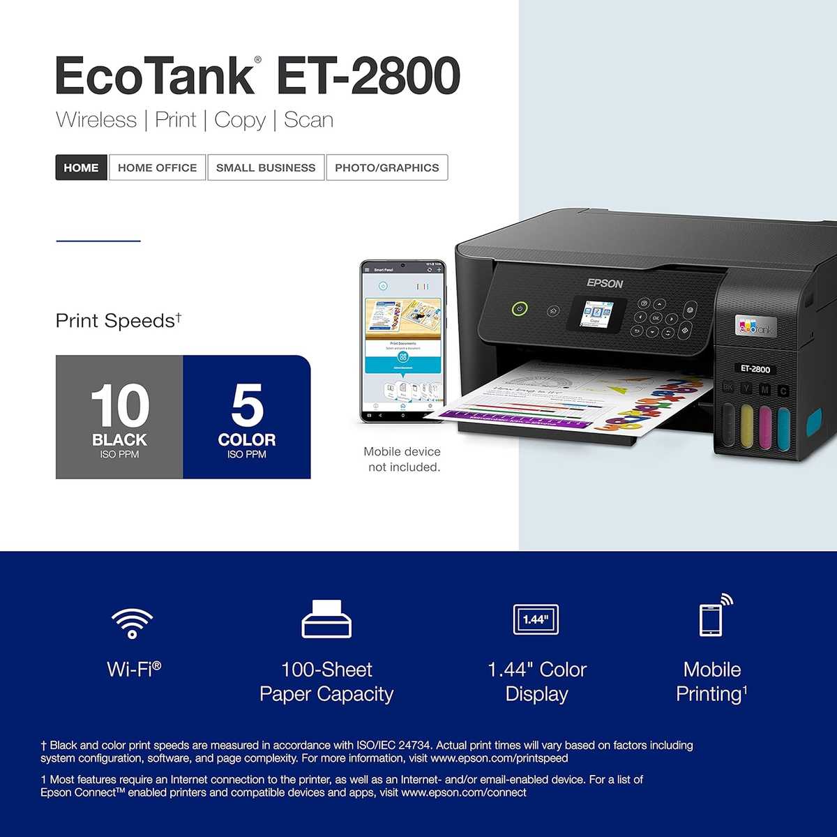 Imagen 2 de Epson EcoTank ET-2800 – Impresora Supertank inalámbrica a color, Todo-en-Uno