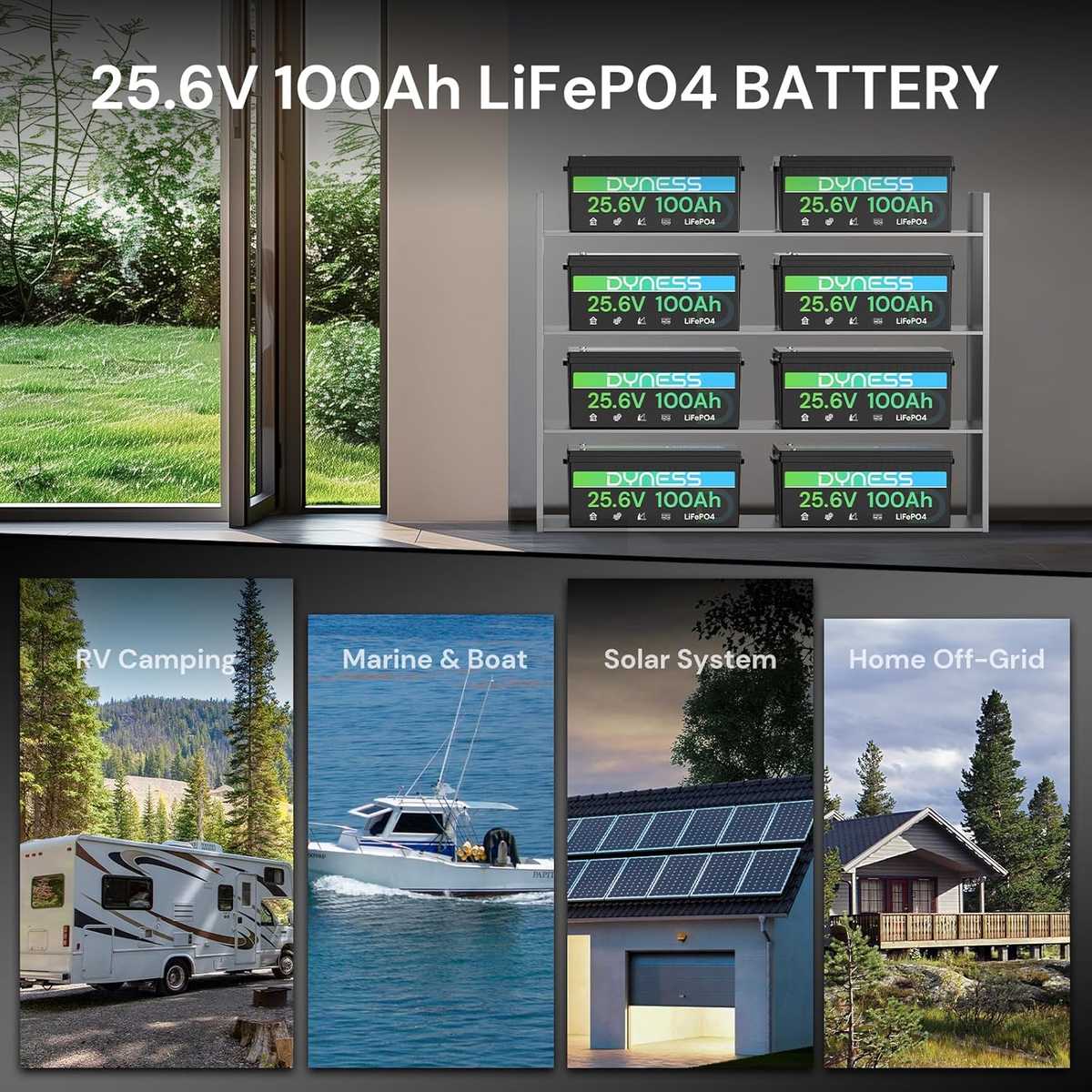 Imagen 4 de Batería de Litio LiFePO4 24V 100Ah Dyness – 2560Wh con BMS Inteligente de 100A