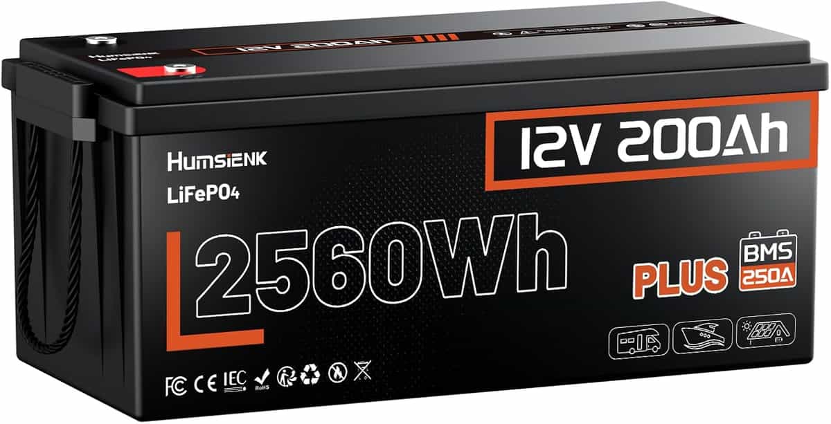 Imagen 1 de Batería de Litio LiFePO4 12V 200Ah HumsiENK – 2560Wh con BMS Inteligente de 250A