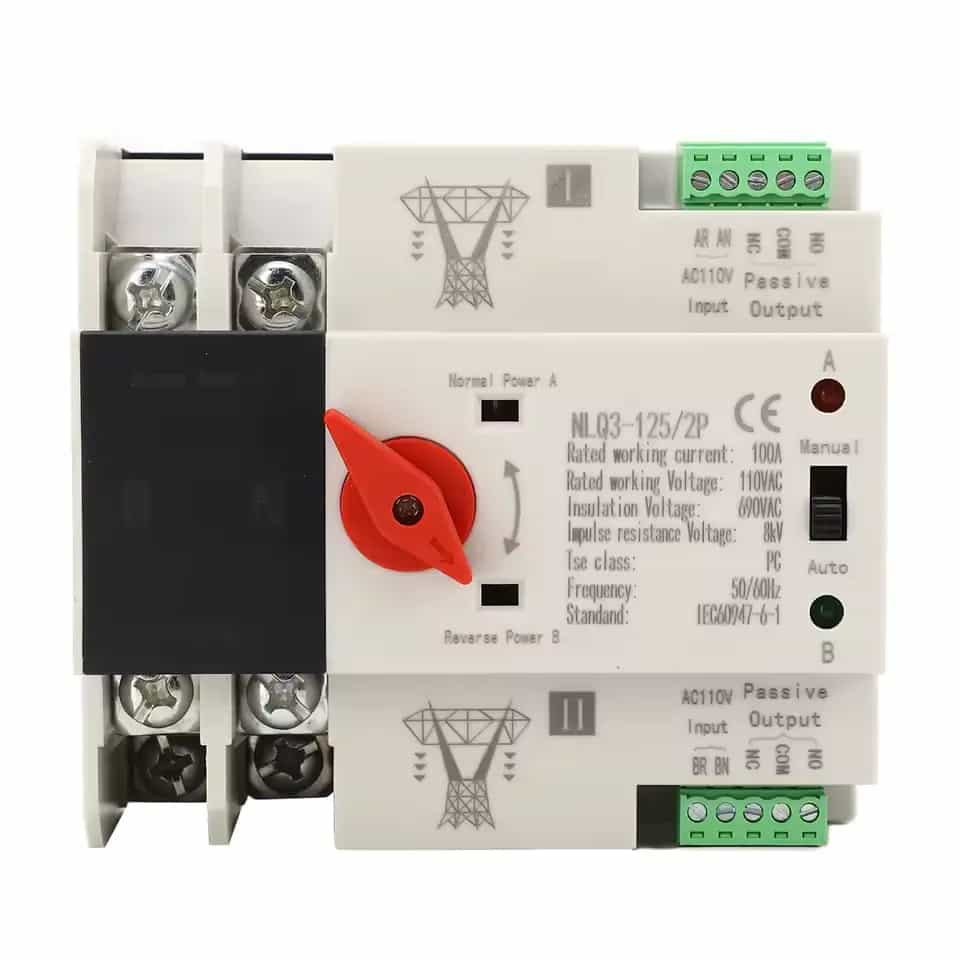 Imagen 1 de Interruptor de Transferencia Automática ATS 100A 110V AC 2P – Doble Fuente de Energía