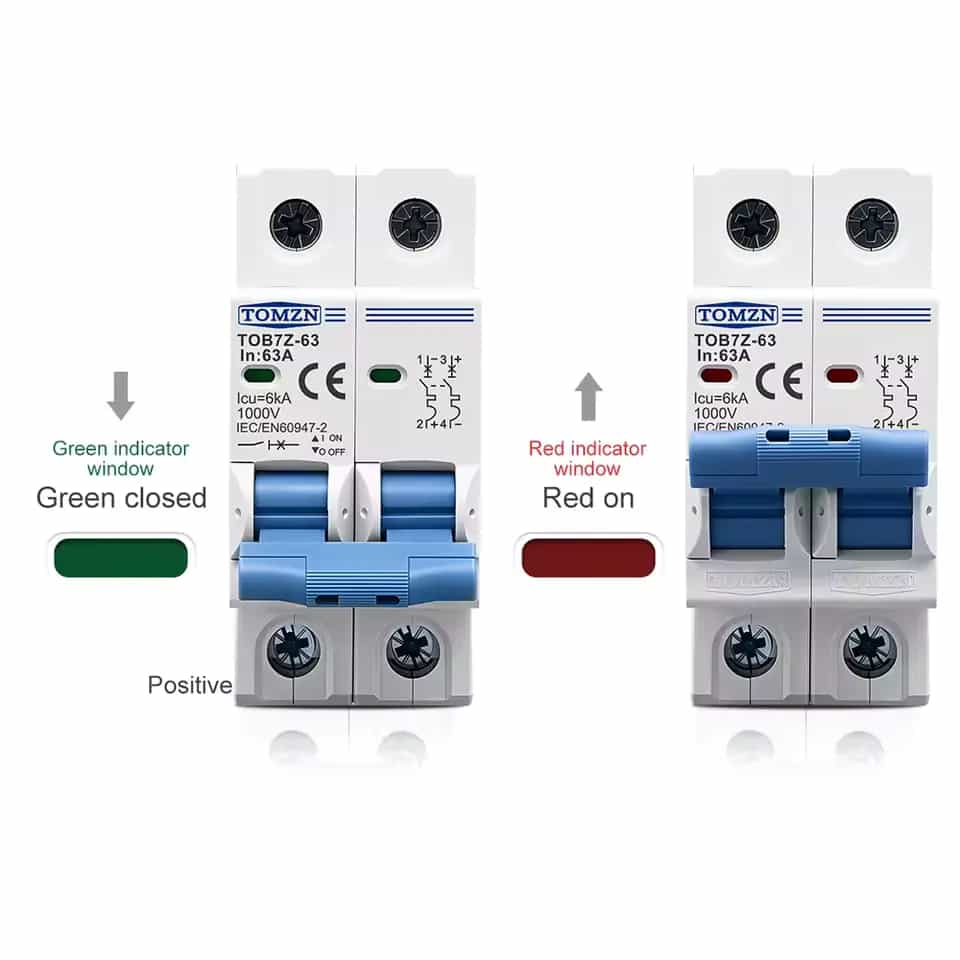 Imagen 2 de Breaker DC TOMZN 2P hasta 1000V para Sistemas Solares Fotovoltaicos