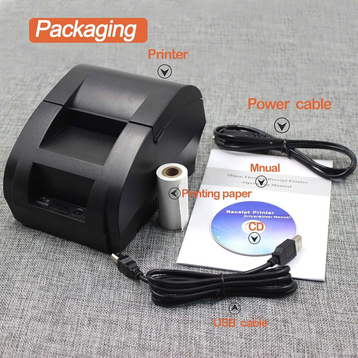 Impresora Térmica de Tickets 58mm USB Symcode MJ-5890K para Negocios y POS - Vista 3