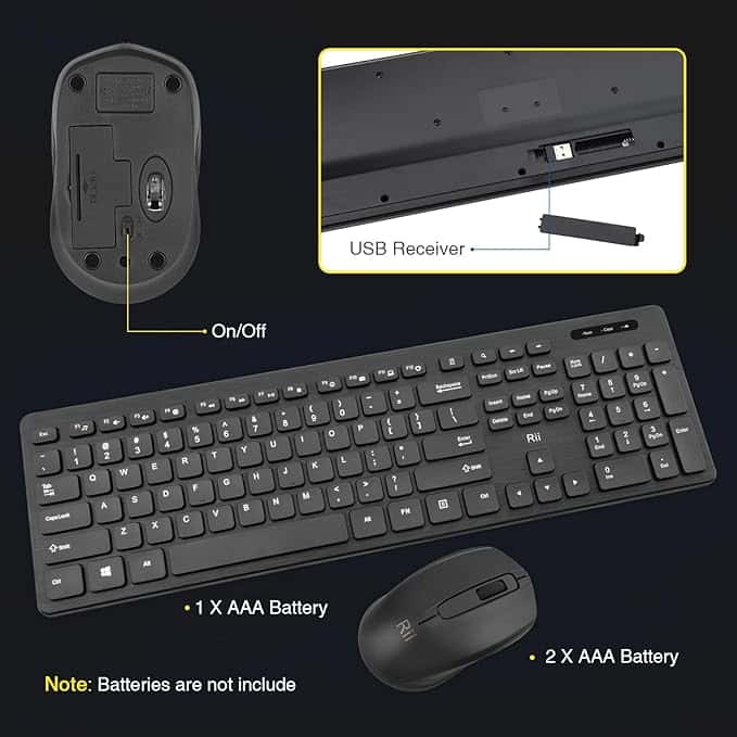 Combo de teclado y mouse inalámbricos Rii - Vista 2