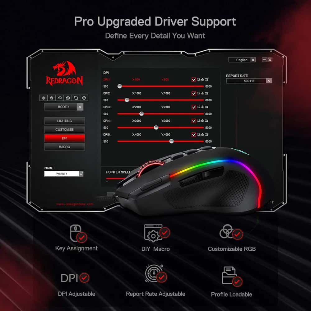 Mouse Redragon M612 Predator RGB - Vista 3