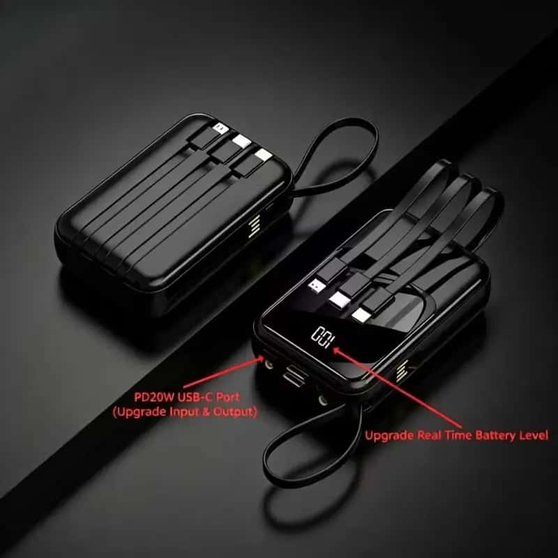 Power Bank de 20,000mAh con Carga Rápida de 20W y Pantalla LED Digital, Cargador Portátil Ultrafino