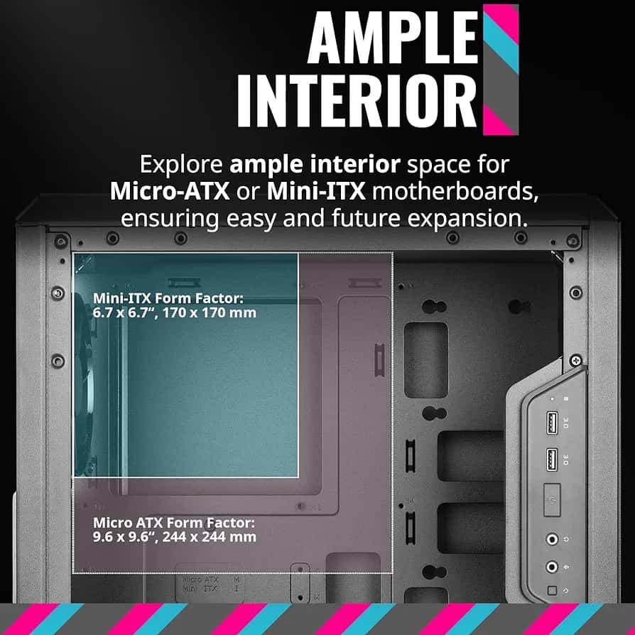Cooler Master Minitorre Gaming | Chasis Micro-ATX y Mini-ITX con Panel Transparente  - Vista 4