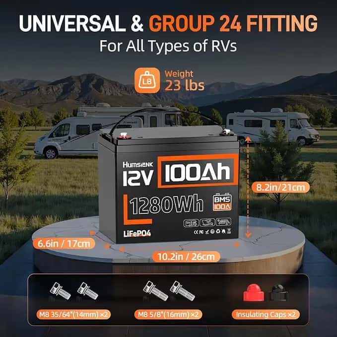 Batería Humsienk LiFePO4 12V 100Ah con BMS, 15,000 Ciclos y Protección de Baja Temperatura - Vista 4