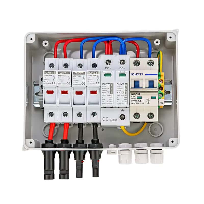 Caja Combinadora Solar Fotovoltaica 600V DC, 2 Entradas 1 Salida con Protección contra Rayos - Vista 3