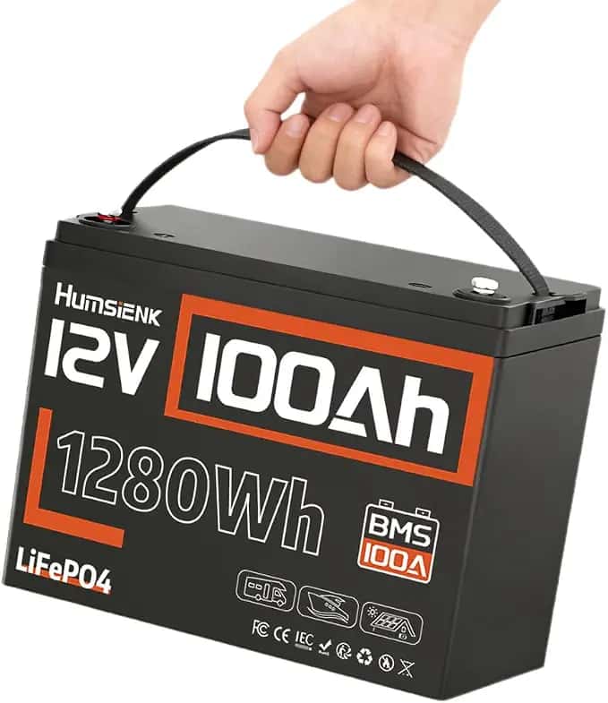 Batería Humsienk LiFePO4 12V 100Ah con BMS, 15,000 Ciclos y Protección de Baja Temperatura - Vista 1