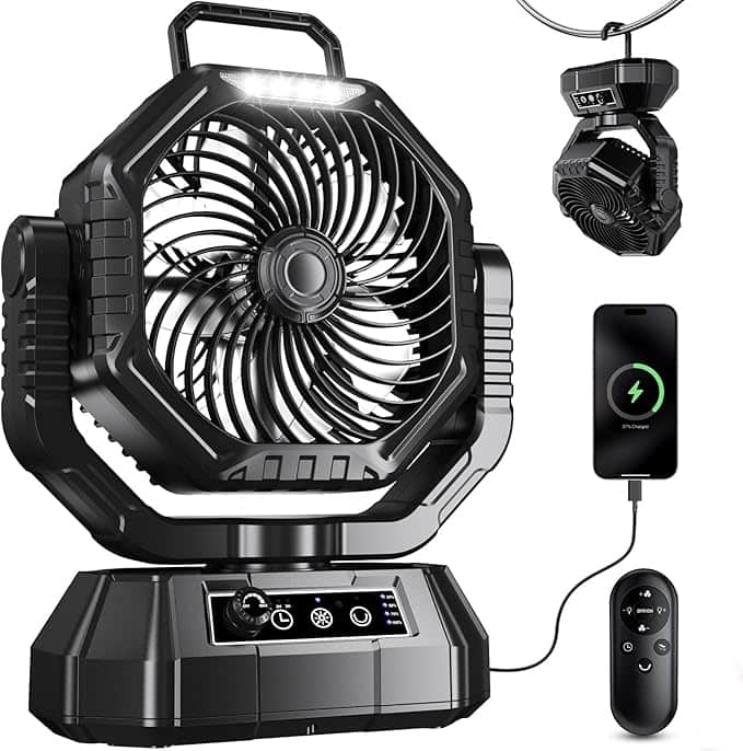 Imagen 1 de HAWANA Ventilador portátil recargable de 20000 mAh - Negro
