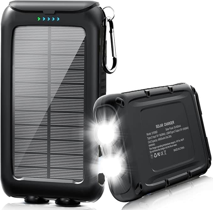 Imagen 1 de Power Bank - Cargador de teléfono solar portátil con linterna. - Negro