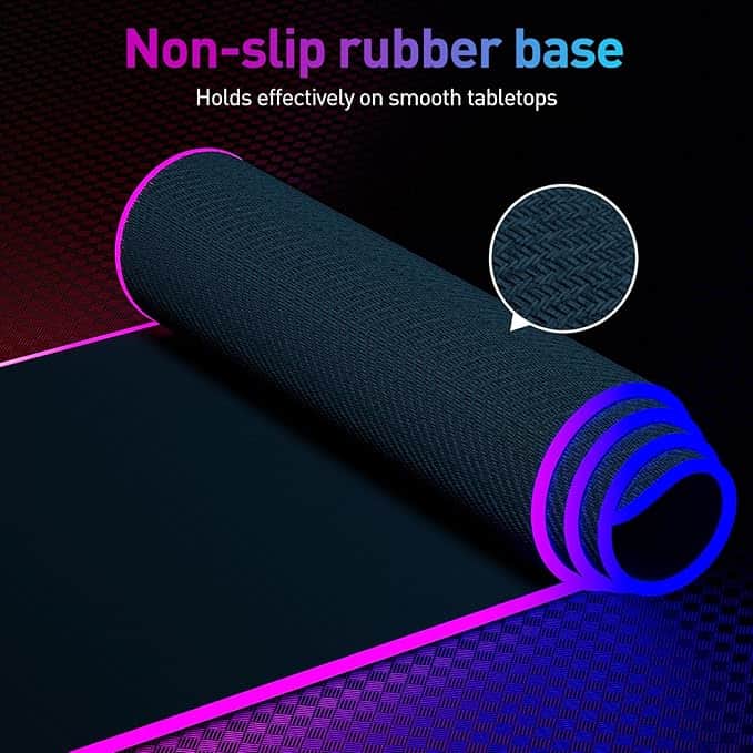 Imagen 4 de Alfombrilla de Mouse Gamer RGB XL – Tapete Extendido con 14 Modos de Iluminación LED