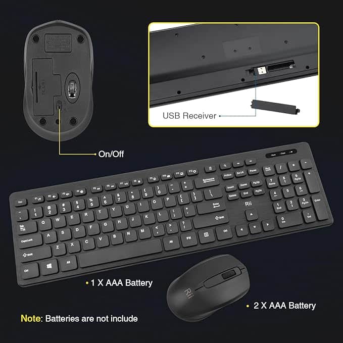 Imagen 1 de Combo de teclado y mouse inalámbricos Rii