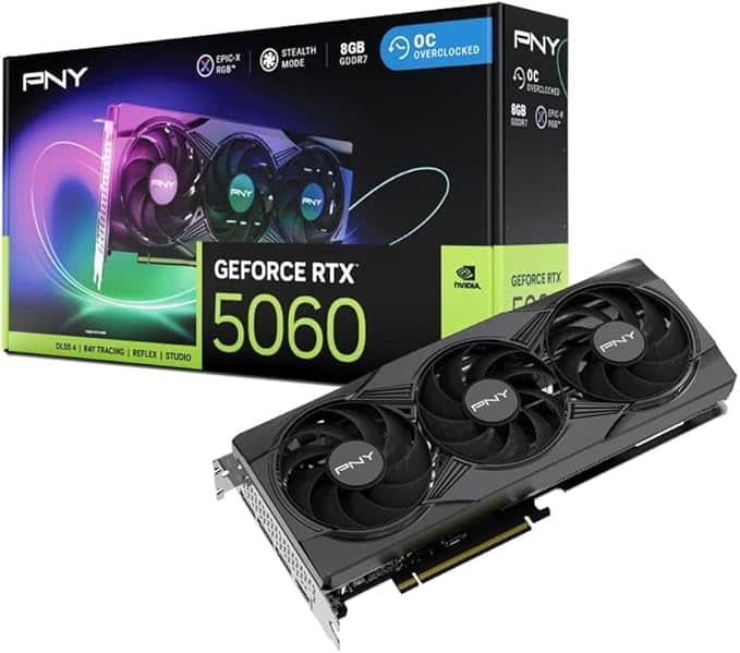 Imagen 1 de PNY NVIDIA GeForce RTX 5060 Epic-X ARGB OC - Triple ventilador ARGB