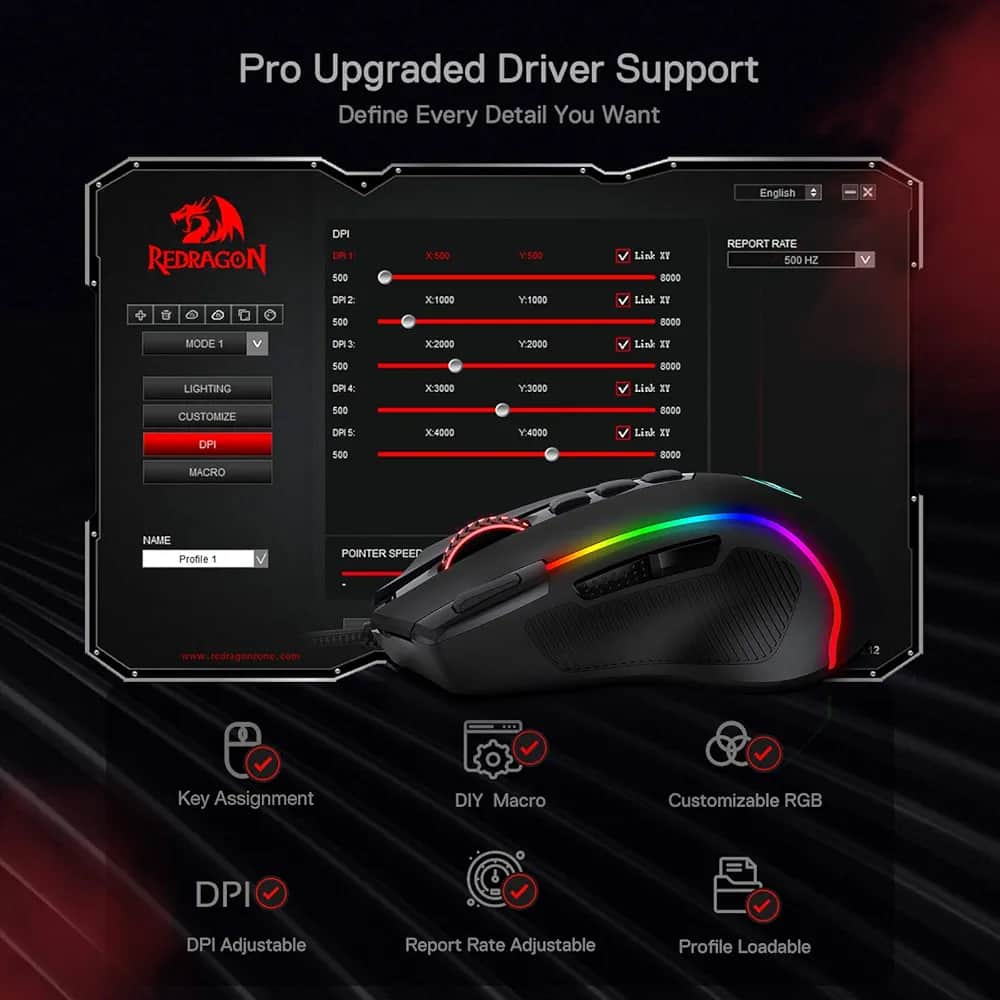 Imagen 2 de Mouse Redragon M612 Predator RGB
