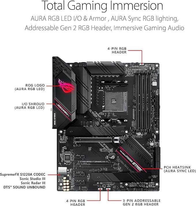Imagen 1 de ASUS ROG STRIX B550-F Gaming WiFi II – Tarjeta Madre ATX AM4 con PCIe 4.0, WiFi 6E y Aura Sync RGB