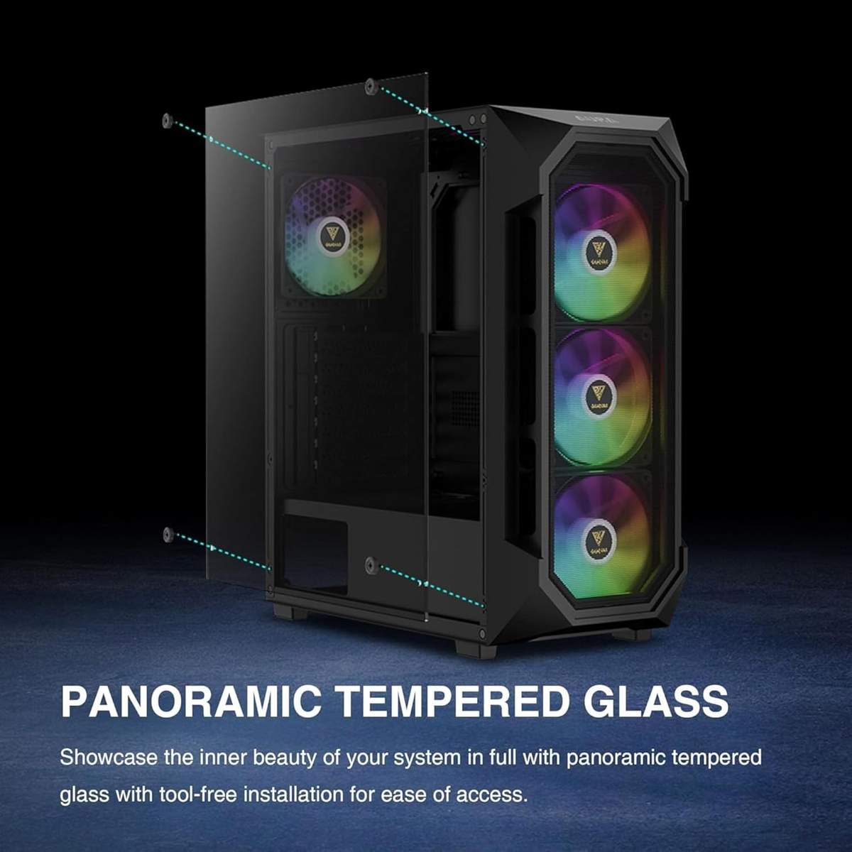 Imagen 4 de Gabinete Gamer ATX Mid Tower con Cristal Templado y 4 Ventiladores ARGB